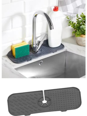 Mikasso Elastik Musluk Mat Su Tutucu Düzenleyici Silikon Kaydırmaz Mutfak Banyo Lavabo Tezgah Üstü Matı Sili