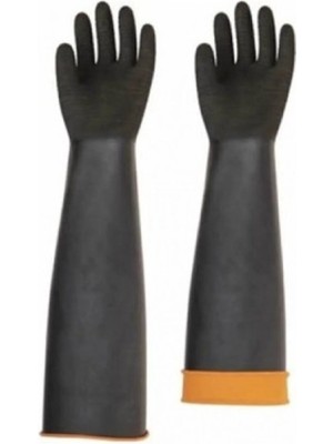 Mikasso Eçh Kauçuk Asit Eldiveni Tırtıklı 60 cm Gri