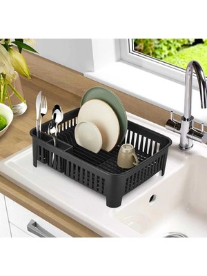 Mikasso Tezgah Üstü Bulaşıklık Plastik Siyah