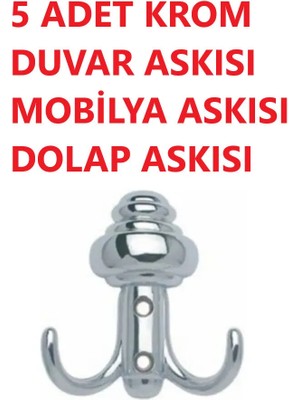 Mikasso 5 Adet Beşel Metal Vestiyer Askı Sarıklı Duvar Askısı Mobilya Askısı Metal Dolap Elbise Askılığı Bej