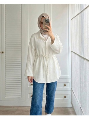 Foremia Roba Taş Detay Tunik-Ekru -