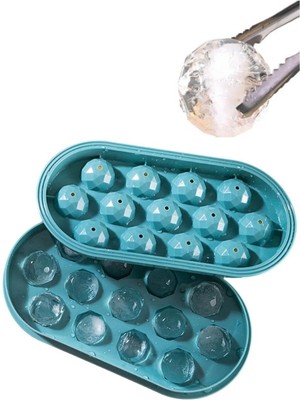 Mikasso 13 Bölmeli Kristal Şekil Kapaklı Plastik Buz Kalıbı Ice Cube Buz Kalıbı Buzluk Plastik