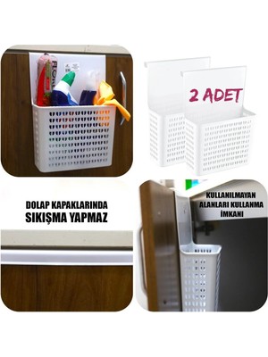 Mikasso Asılabilir Mutfak ve Banyo Dolap Içi Düzenleyici, Dolap Organizatörü, Dolap Sepeti Beyaz Plastik 25