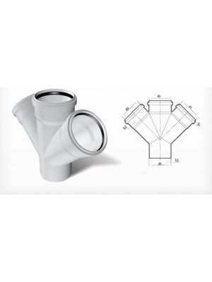 Mikasso Dublex Pvc Atık Su Borusu Pimaş Çift Çatal 100 x 100 Mm.