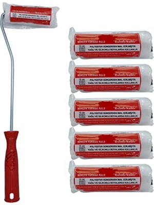 Mikasso Sünger Parmak Rulo 10 cm ve 5 Adet Sünger Yedek Rulo Ağız Hobi Ahşap Boyama Seti Yağlı Boya