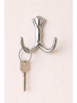 Mikasso 744 Krom Kaplama 2 Kollu Askı | Kapı Arkası – Portmanto – Dolap Askısı – 5’li Paket Metal Gümüş Tr