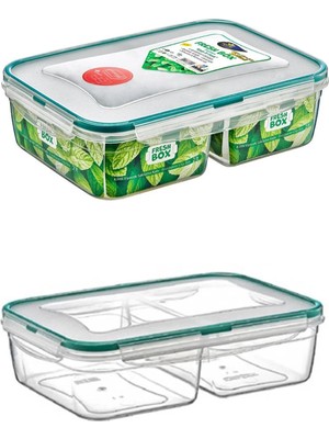Mikasso Mikrodalgada Kullanılabilir Kilit Kapaklı 2 Bölmeli Yiyecek ve Erzak Saklama Kabı Plastik Gümüş