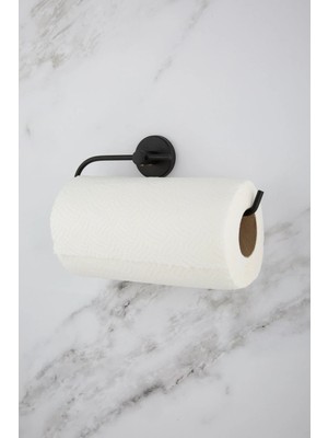 Mikasso Siyah Kağıt Rulo Havluluk Banyo Askısı Peçetelik Rulo Kağıtlık Siyah Metal