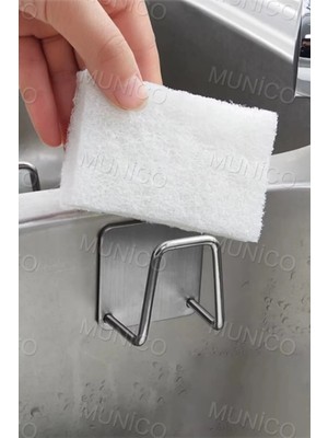 Mikasso Yapışkanlı Askılı Çelik Raf – Mutfak Süngeri, Ovma Teli ve Lavabo Aksesuarları Için Çok Amaçlı Pasla