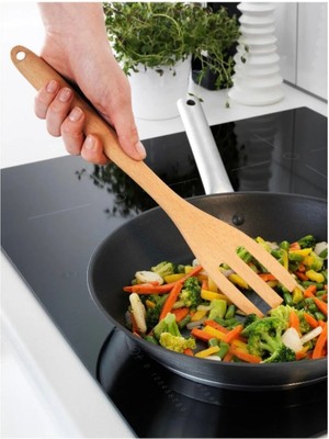 Mikasso Rört Kayın Görünümlü 32 cm Çatal Ahşap Turuncu