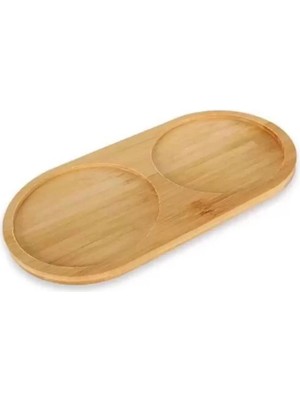 Mikasso Bambu Doğal 2 Bölmeli Yağdanlık Altlığı 23X12 cm Kahverengi