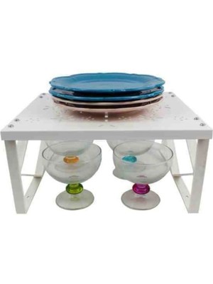 Mikasso 2 Adet Dolap Içi Kupa Bardak Tabak Tava Tencere Kupa Raf Düzenleciyi Paslanmaz Çelik Gri