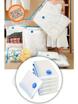 Mikasso Kalın Vakumlu Hurç Yorgan Hurcu Valiz Düzenleyici Gardırop Düzenleyici Vakumlu Poşet 80X100 cm Plast