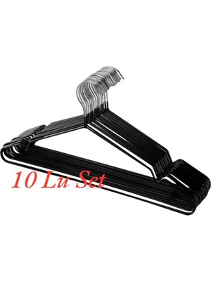 Mikasso Silikon Kaplı Tel Askı Kaydırmaz Askı Ince Tel Askı Siyah Renk 10 Adet Metal Siyah Tr