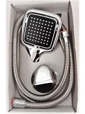 Mikasso Kare Duş Seti / Hortum / Başlık / Montaj Aparatı / 3'lü / Kare Duş Seti Krom 3 Parça- El Duşu+Örgülü