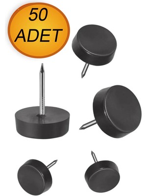 Mikasso Çivili Poligrit Mobilya Masa Sandalye Zemin Koruyucu Pabuç Siyah Plastik Poligirit (50 Adet). Siyah