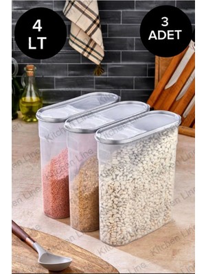 Mikasso Erzak Bakliyat Kiler Saklama Kabı 3'lü Set Lüks Şık Kutu Çeyiz Seti 4lt Plastik Çok Renkli