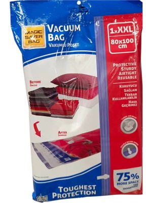 Mikasso Vacuum Bag Vakumlu Poşet Vakumlu Hurç 1 Adet 80X100 cm Plastik Beyaz Tr