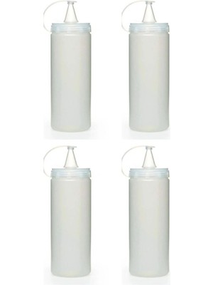 Mikasso ® 4 Adet Şeffaf Kapaklı Sızdırmaz Yağlık Sosluk Şişesi Plastik Yağdanlık 400 Ml. AP-9028 Plastik
