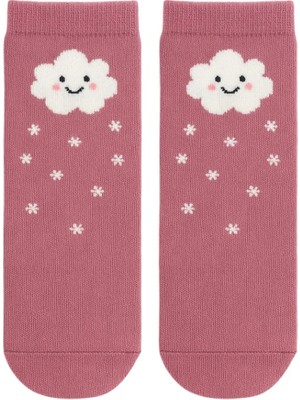 Solde 2 Çift Aynı Model Pamuklu Kaymaz Taban Bebek Çorabı – Yıkamada Bozulmayan Bulut Desen Set