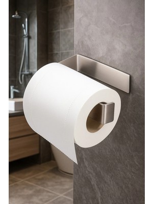 Mikasso Paslanmaz Çelik Yapışkanlı Tuvalet Kağıtlığı Gümüş