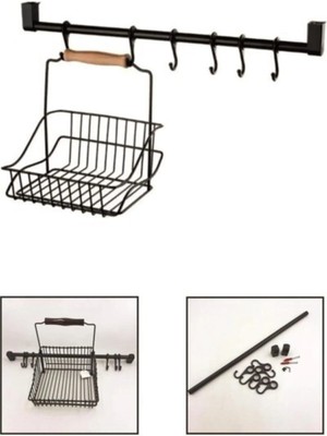 Mikasso Retro Ferforje Metal Sepet Askı ve Kanca Metal Tr Siyah