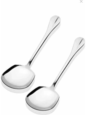 Mikasso Lüks 2 Adet Paslanmaz Çelik Servis Kaşığı Paslanmaz Çelik Gri