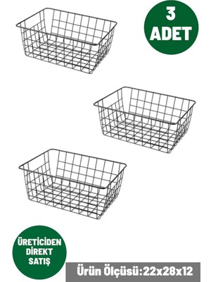 Mikasso 3 Adet Çok Amaçlı Sepet Organizer Banyo Düzenleyici Kiler Mutfak Organizer Dolap Içi Düzenleyici Met
