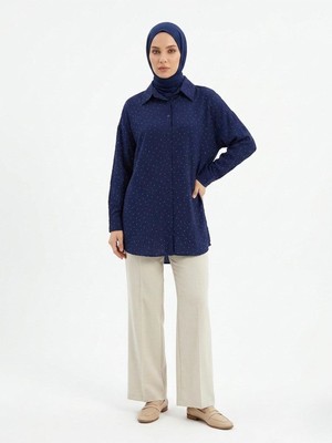 Foremia Taş Detay Tunik-Lacivert -