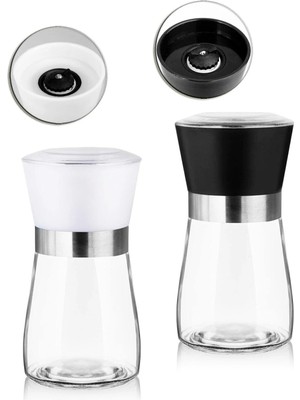 Mikasso 2 Adet Seramik Baharat Bıçaklı Öğütücü Tuz Karabiber Değirmeni Seramik Turuncu