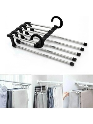 Mikasso Hareketli Pantolon Askılığı 5 In 1 Çok Amaçlı Askı Eşarp Çanta Askısı 1 Adet Metal Metalik