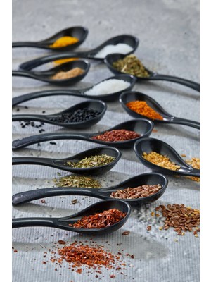 Mikasso 24 Adet Siyah Servis ve Baharat Kaşığı - Kahvaltılık Bal Kaşığı Şeker Reçel Servis Kaşığı Plastik Si