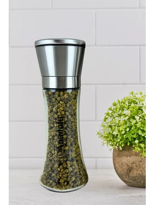 Mikasso Metal Başlıklı Seramik Yeşil Karabiber Tuz ve Baharat Değirmen Öğütücü 60GR- (Tuz Değirmeni) Metal