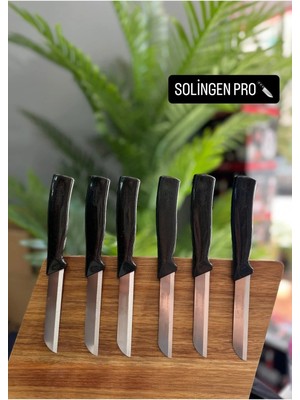 Mikasso Tırtıklı Meyve ve Sebze Bıçağı 6’lı (Siyah) Paslanmaz Çelik