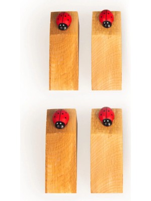 Mikasso Ahşap Kapı Stoperi Uğur Böcekli Kapı Durdurucu 4 Adet