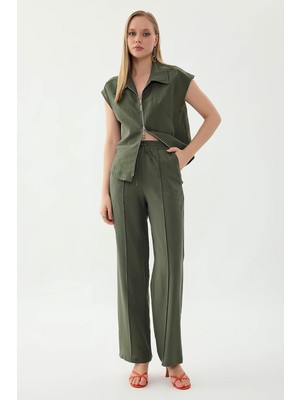 Vitrin Önü Dikişli Beli Lastikli Pantolon