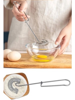 Mikasso Yaylı Yumurta Çırpıcı Metal Yeni Model Mikser Krem Sos Karıştırıcı Saplı Çelik