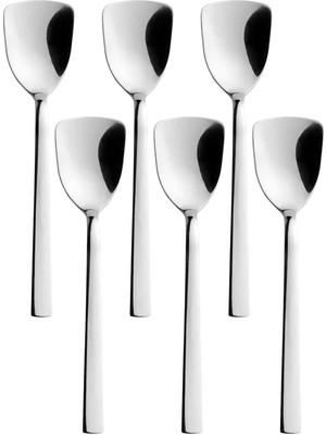 Mikasso Lüks Paslanmaz Çelik 6'lı Dondurma Kaşığı ve Tatlı Kaşığı 6 Kişilik Set Paslanmaz Çelik Bej