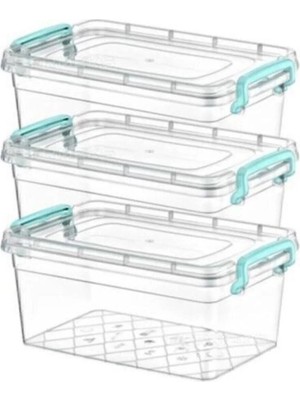 Mikasso Plastik Kutu Kapaklı Taşıma Saplı Saklama Kabı 3.5 Litre 3lü Set Plastik Turuncu