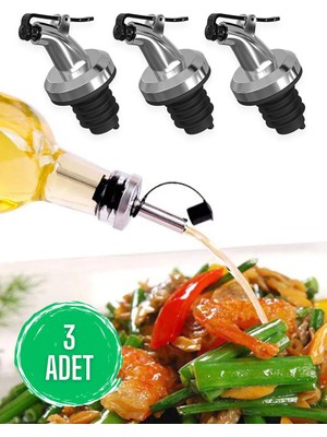 Mikasso Şişe Ucu Tıpası 3'lü Damlatmaz Silikon Huni Sıvıyağ Zeytinyağ Servis Sirkelik Limonluk Sosluk Aparat