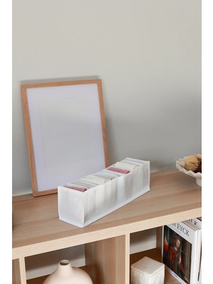 Mikasso 10 Bölmeli Beyaz Dolap Çekmece Içi Akordiyon Tipi Katlanır Çamaşır Düzenleyici Organizer Kumaş 35 x