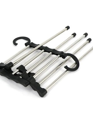 Mikasso Pantolon Askılı 5 Li Hareketli Askı Pantolon Askısı Eşarp Askısı Metal Gümüş