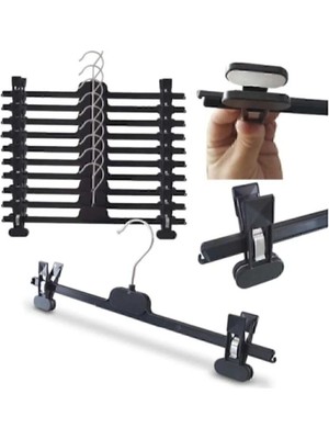 Mikasso 20 Adet Pantolon Askısı, Mandallı Pantolon Etek Askısı, Ayarlanabilir Mandallı Askı 36-38 cm Plastik