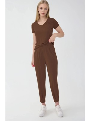 Vitrin Beli Lastikli Paçası Pileli Havuç Rahat Pantolon