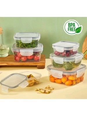 Mikasso Quick Tam Vakumlu Kilitli Sızdırmaz Saklama Kabı Seti 3' Lü 1400ML.-800ML.-400ML. Şeffaf Plastik Tur