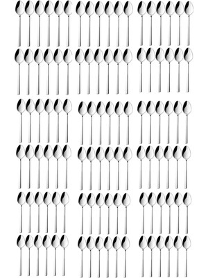 Mikasso 72 Parça Paslanmaz Çelik Günlük Sade Model Çay Kaşığı Çubuk Çay Kaşığı Paslanmaz Çelik Metalik