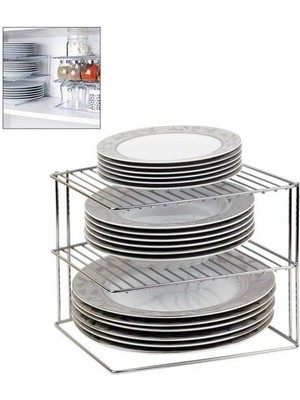 Mikasso Dolap Içi 3 Katlı Metal Tabak Düzenleyici Raf Metal Beyaz Tr