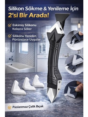Mikasso Profesyonel Silikon Temizleme & Derz Kazıma Aparatı Çok Fonksiyonlu Temizlik Seti Siyah