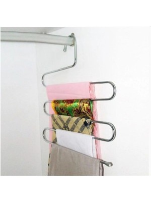 Mikasso Beş Katlı Akıllı Metal Pantolon Eşarp Askısı Plastik Beyaz