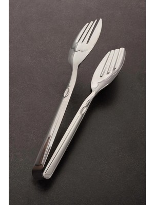 Mikasso Çelik Servis Salata Maşası - 24 cm Paslanmaz Çelik Gri